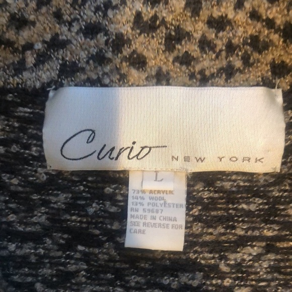 Curio New York  Large leopard print cardigan zip front blazer look with pockets - Picture 9 of 13